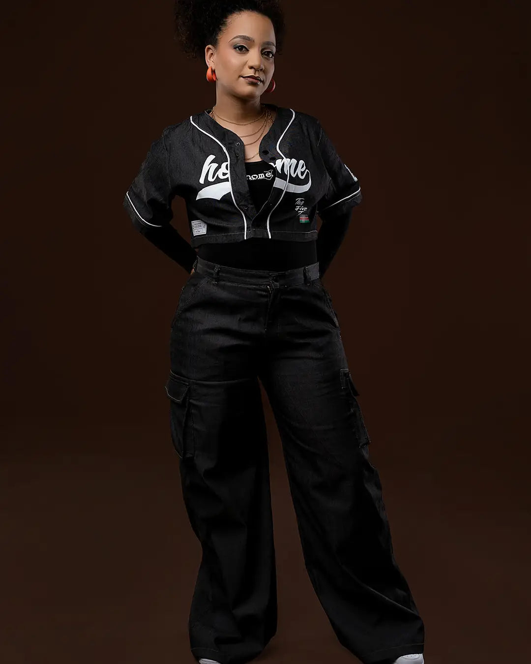 Aero Cropped Baseball Shirt – Night Denim
