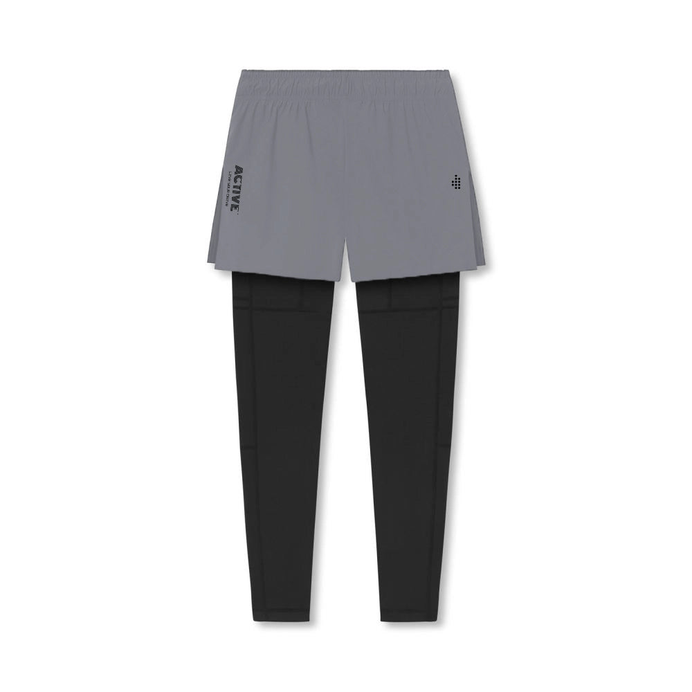 ACTIVE_254 - METAL GREY AIR-LITE LINER SHORTS (BLACK LEGGINGS) WITH BLACK PRINTS