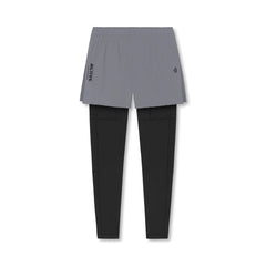 ACTIVE_254 - METAL GREY AIR-LITE LINER SHORTS (BLACK LEGGINGS) WITH BLACK PRINTS