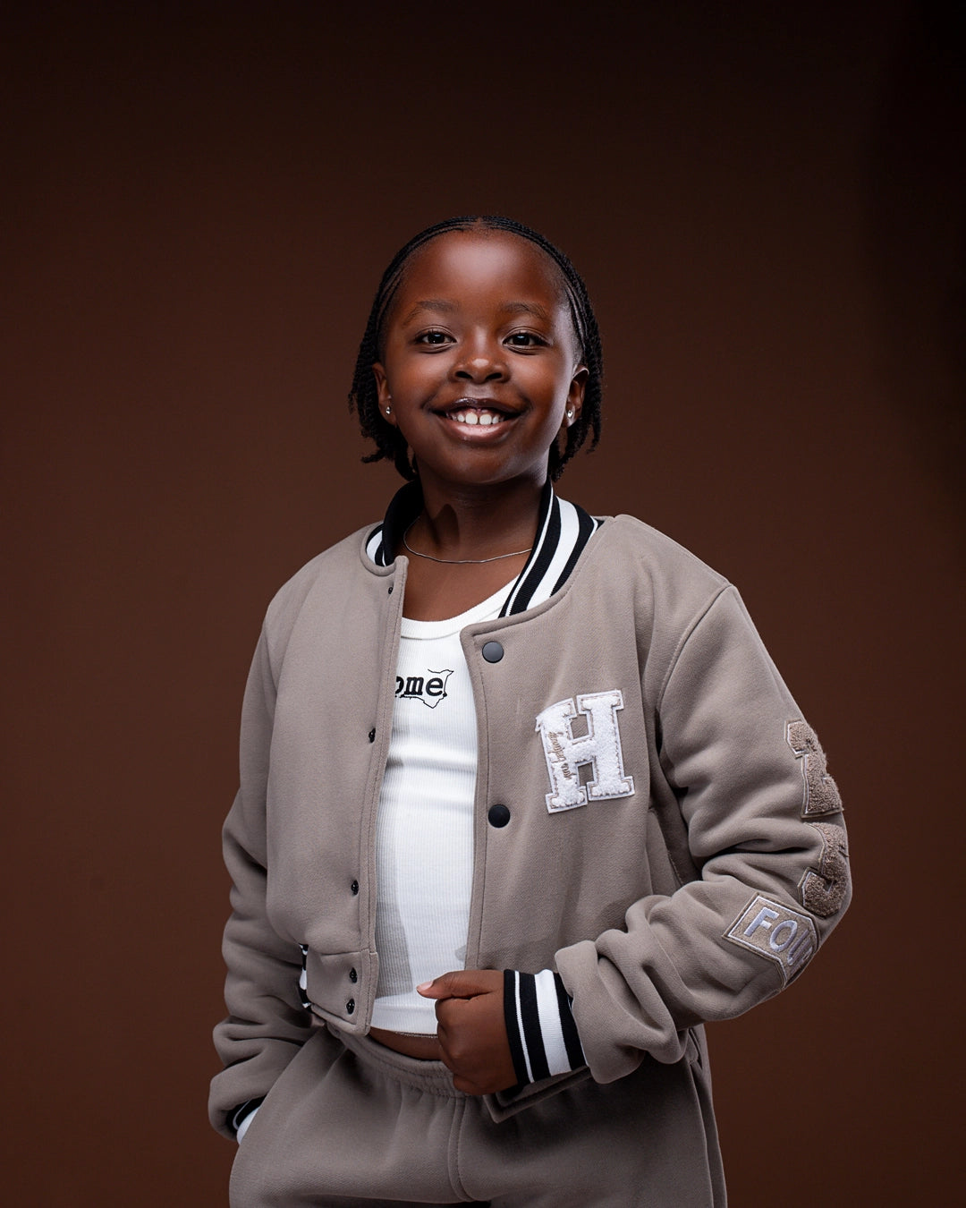 Kids Cropped Cedar Letterman Jacket