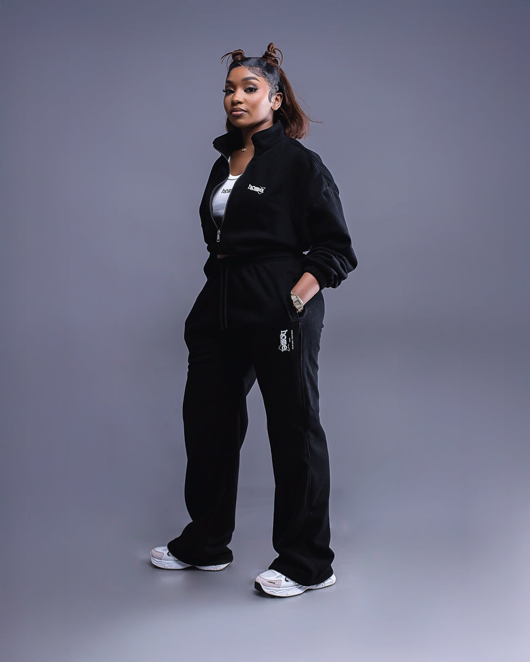 Cropped Moda Set - Black (Heavy Fabric)
