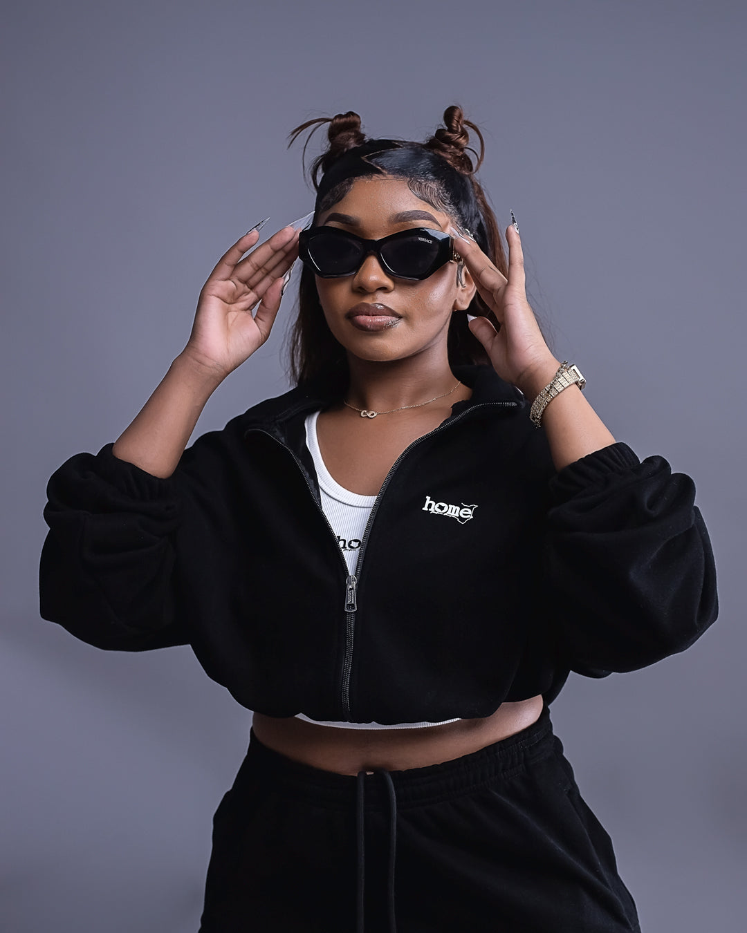 Cropped Moda Set - Black (Heavy Fabric)
