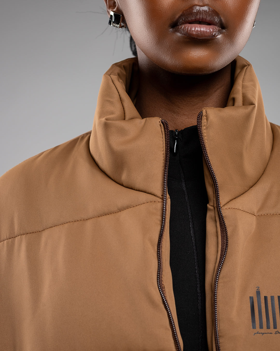 Cropped Puffer Jacket - Dark Brown