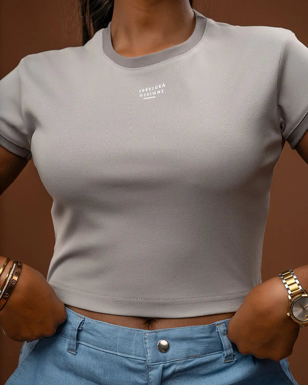 DOLLY CROPPED TEE - Granite + Sage