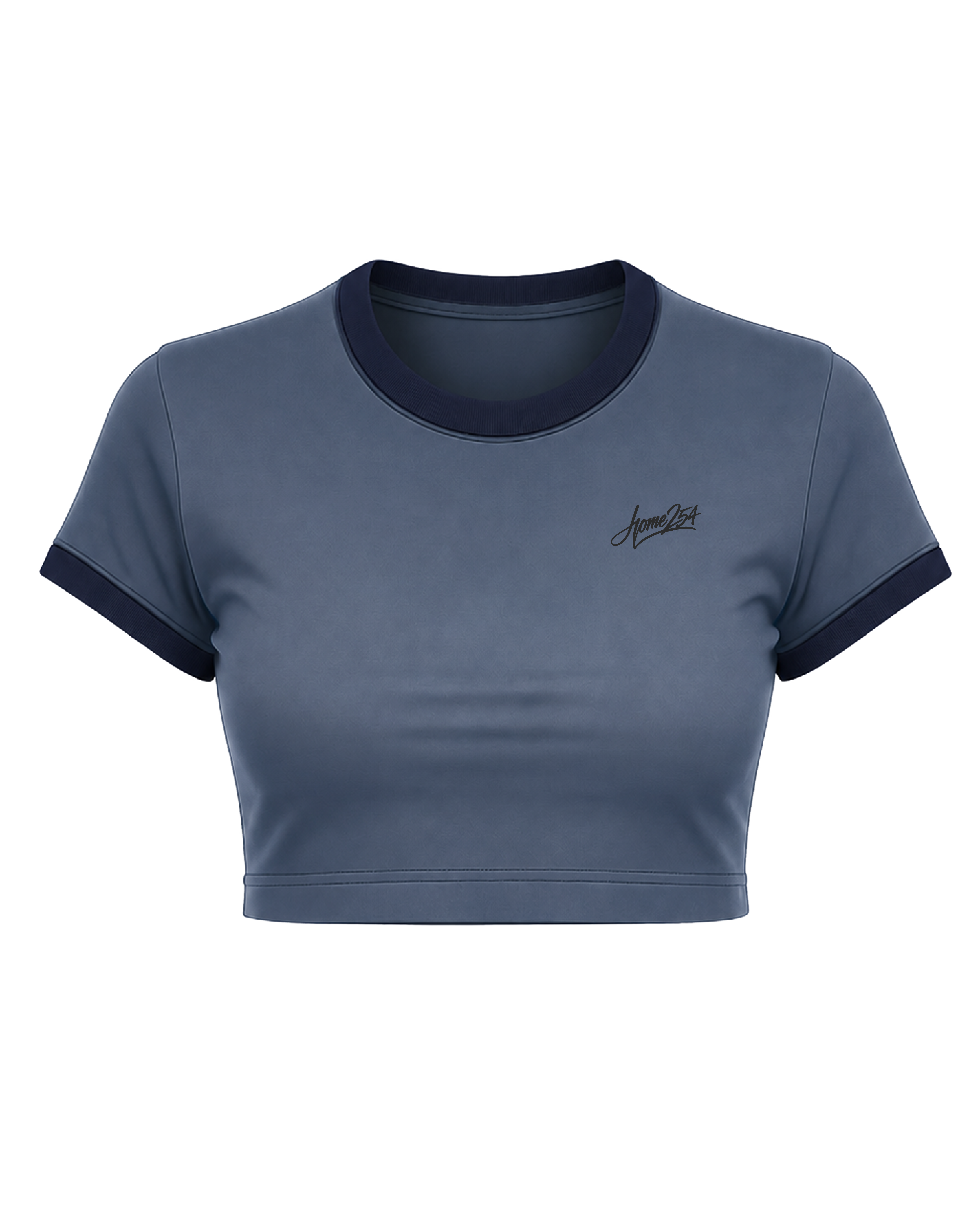 DOLLY CROPPED TEE - Steel Blue + Navy Blue