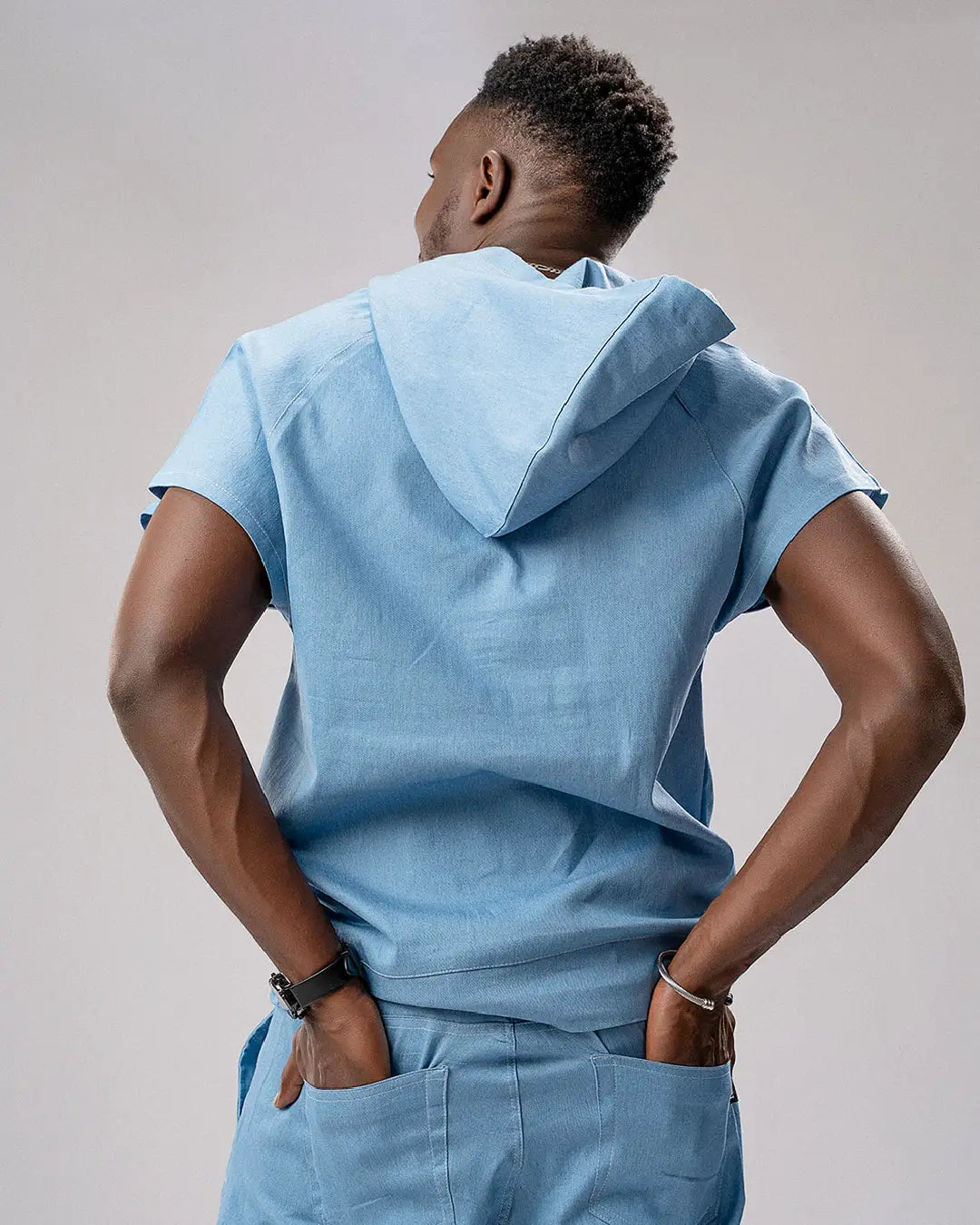 Drift Hooded Vest - Denim Air