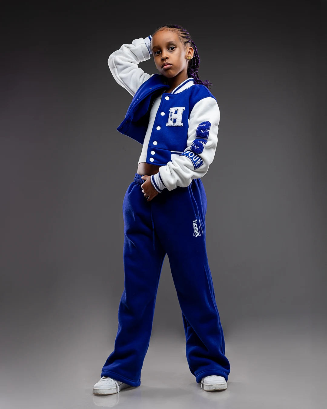 Kids Cropped Royal Blue Letterman Jacket