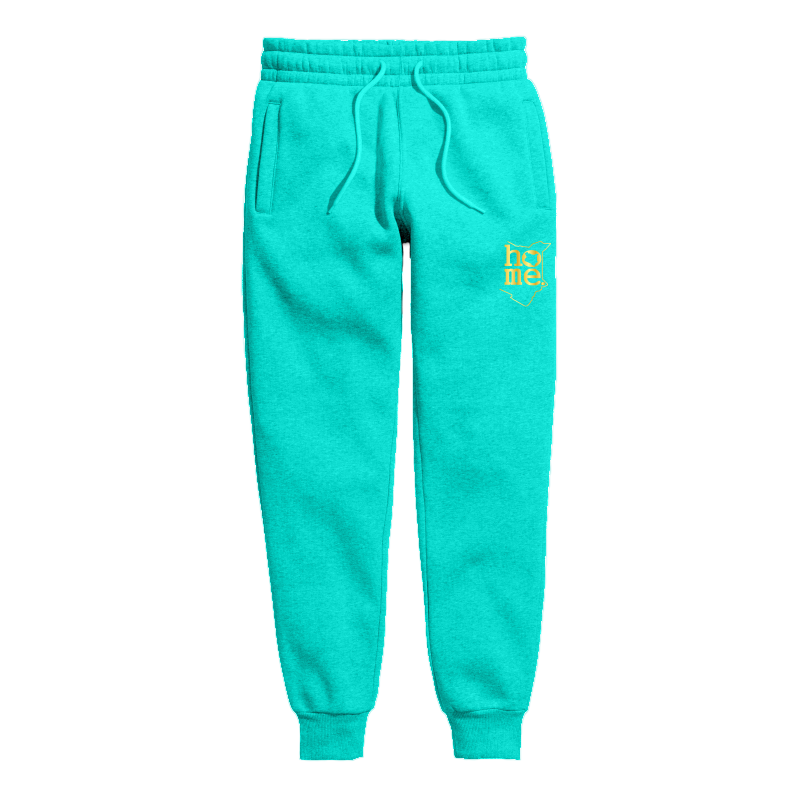 home_254 KIDS SWEATPANTS PICTURE FOR TURQUOISE BLUE IN HEAVY FABRIC WITH GOLD CLASSIC PRINT