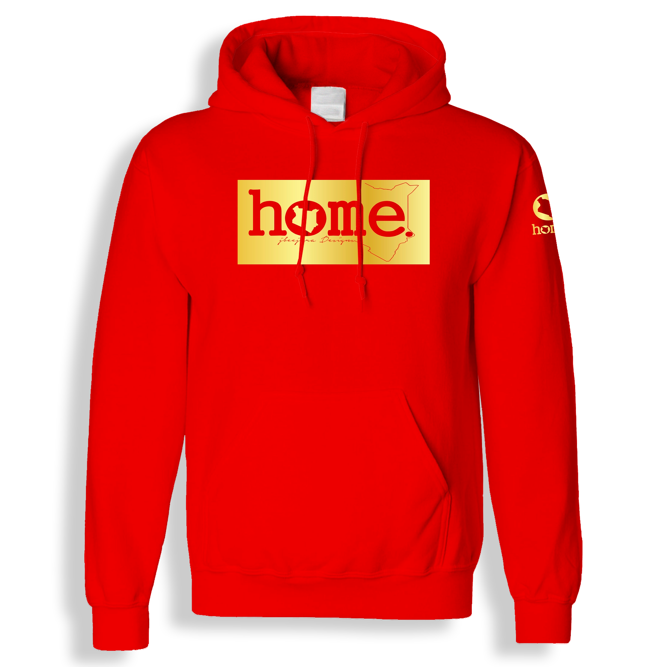 home_254 BLOOD ORANGE KIDS HOODIE WITH A GOLD CLASSIC PRINT 