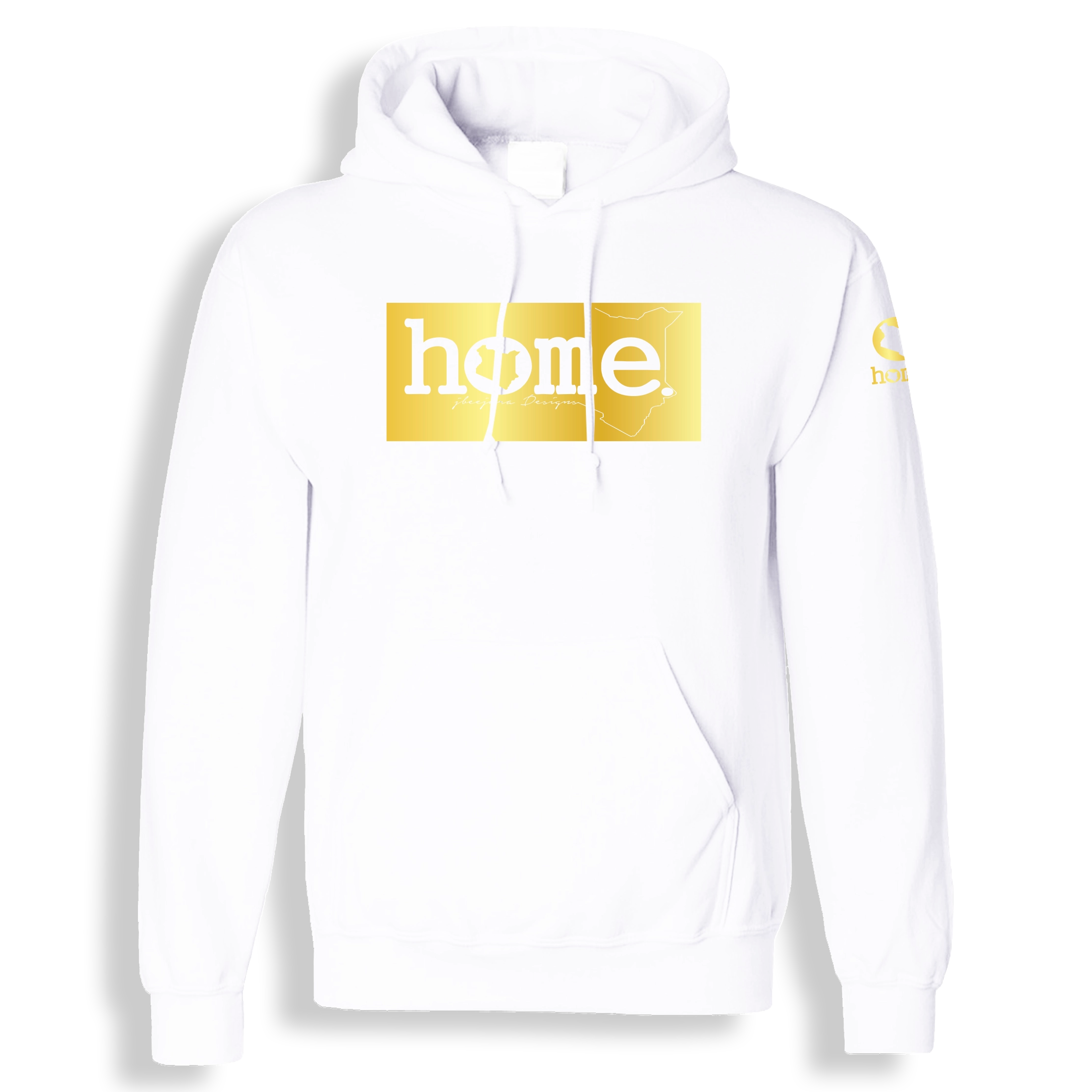 home_254 WHITE HOODIE (MID - HEAVY FABRIC) WITH A GOLD CLASSIC PRINT