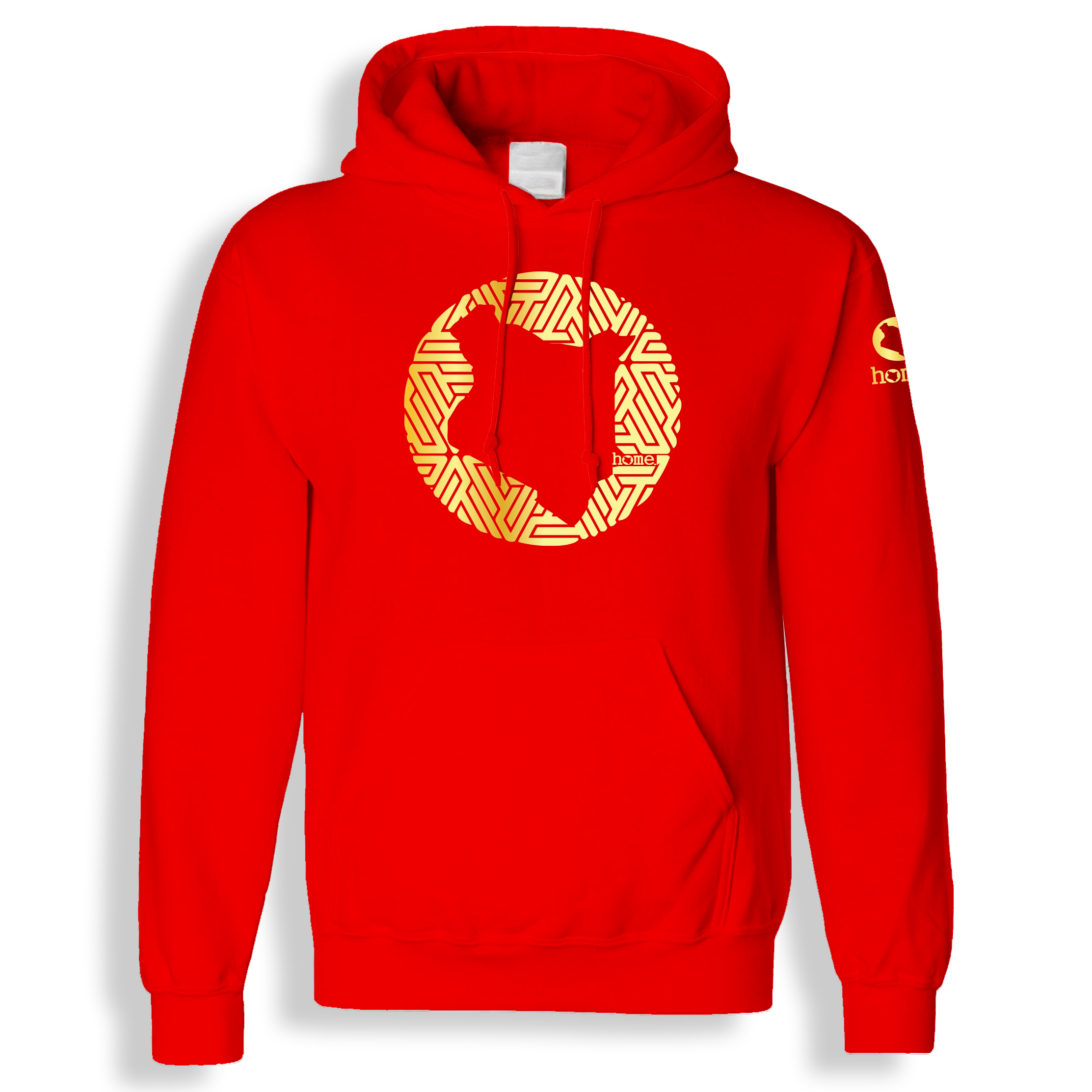 home_254 BLOOD ORANGE HOODIE WITH A GOLD MAP PRINT 
