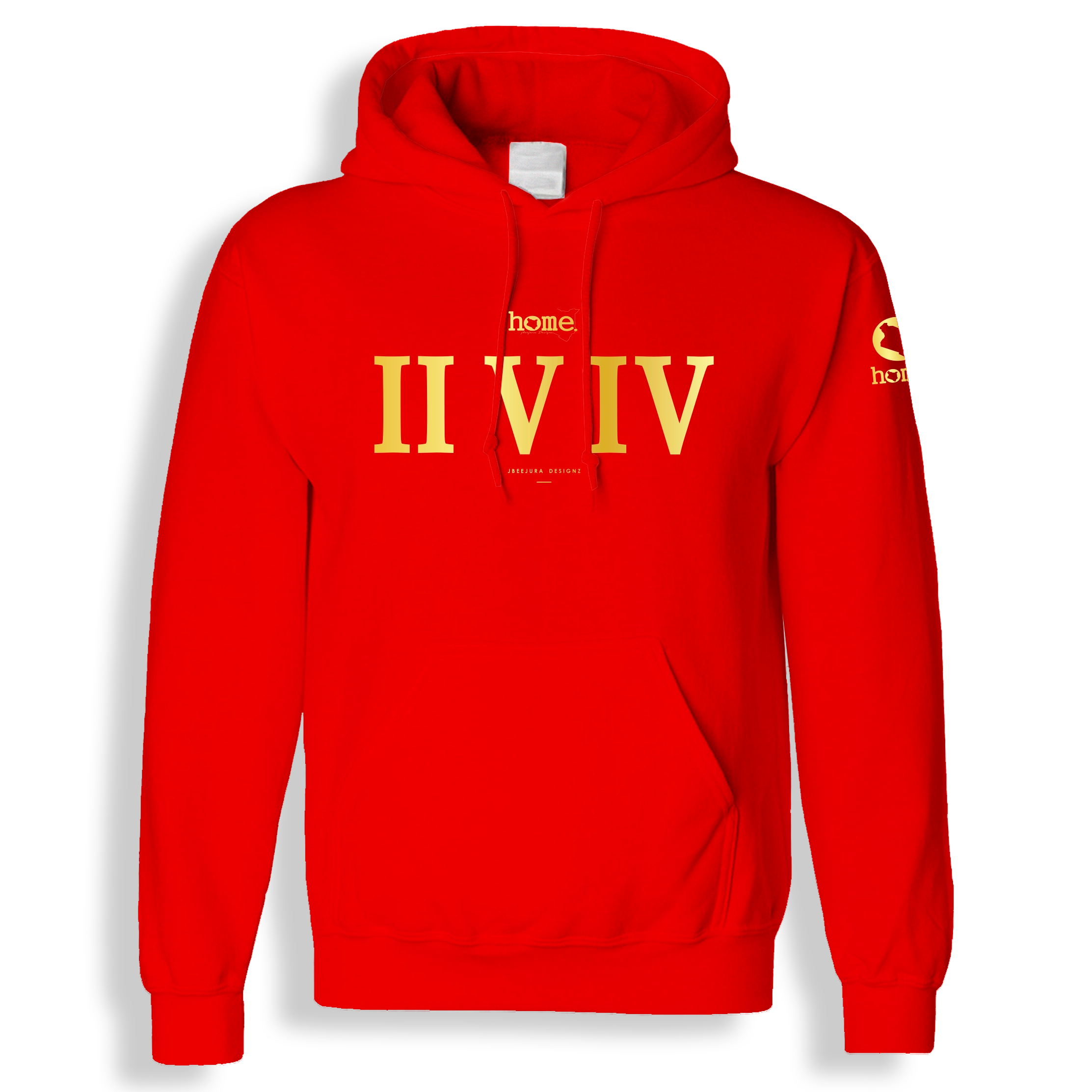 home_254 BLOOD ORANGE HOODIE WITH A GOLD ROMAN NUMERALS PRINT 