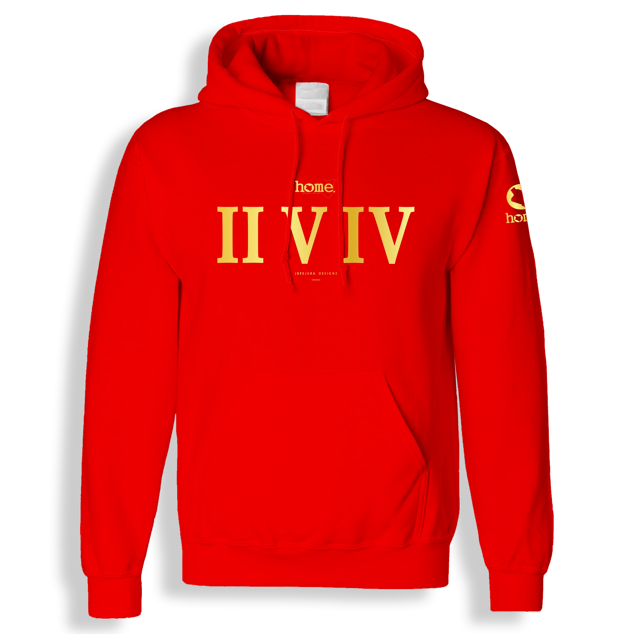 home_254 BLOOD ORANGE KIDS HOODIE WITH A GOLD ROMAN NUMERALS PRINT 