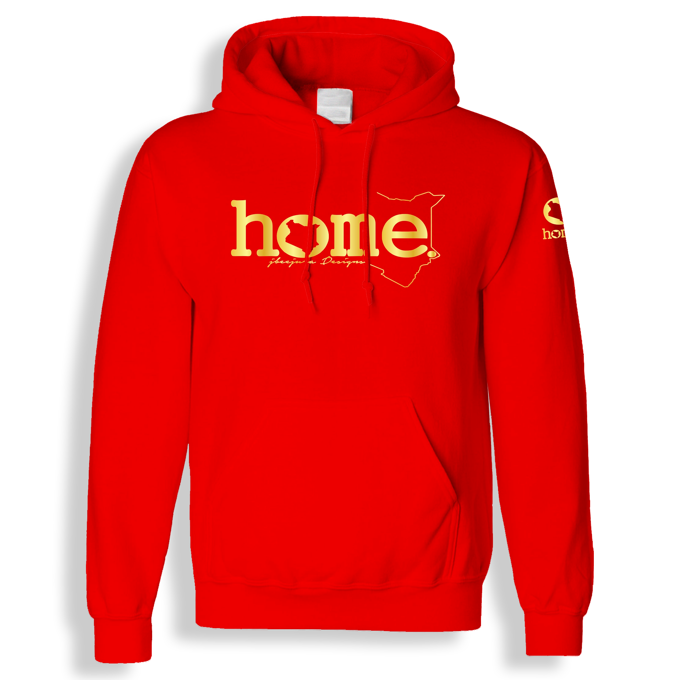 home_254 BLOOD ORANGE HOODIE WITH A GOLD CLASSIC WORDS PRINT 