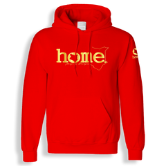 home_254 BLOOD ORANGE HOODIE WITH A GOLD CLASSIC WORDS PRINT 