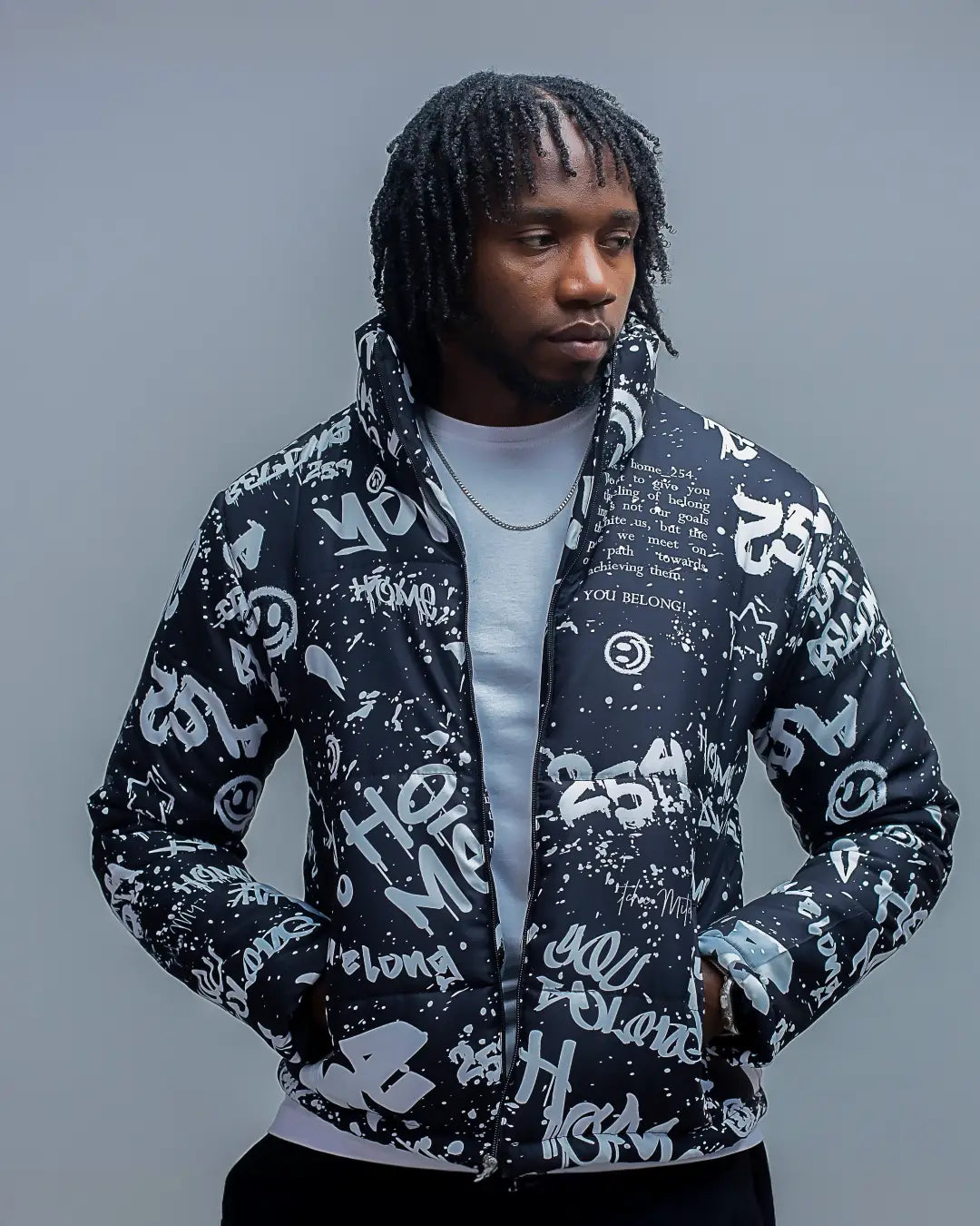 Ink Riot Puffer Jacket - Black