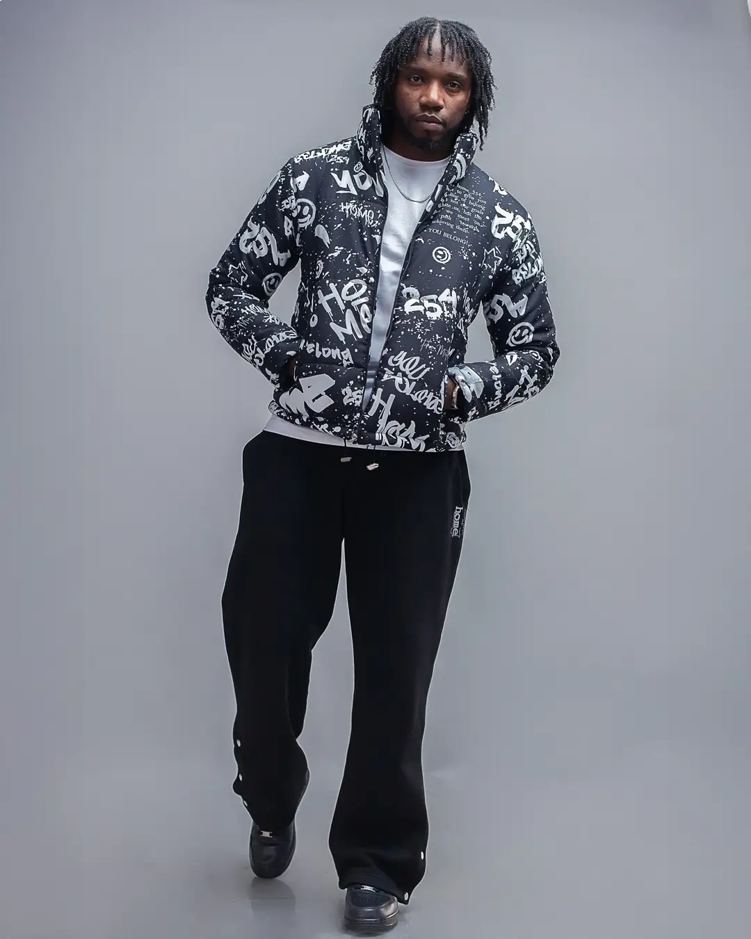 Ink Riot Puffer Jacket - Black