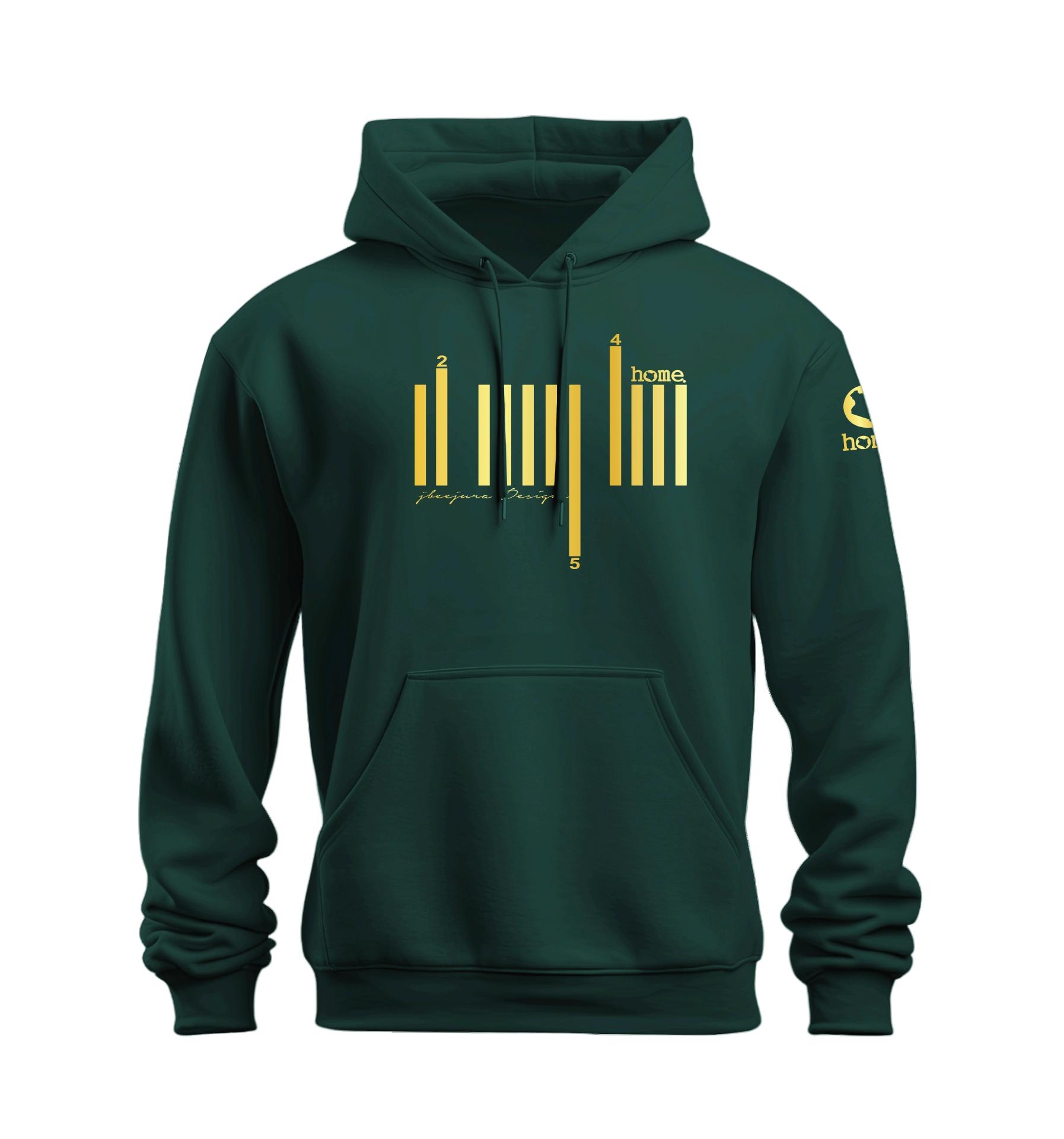 home_254 HUNTER GREEN NUVETRA™ HOODIE WITH A GOLD BARS PRINT