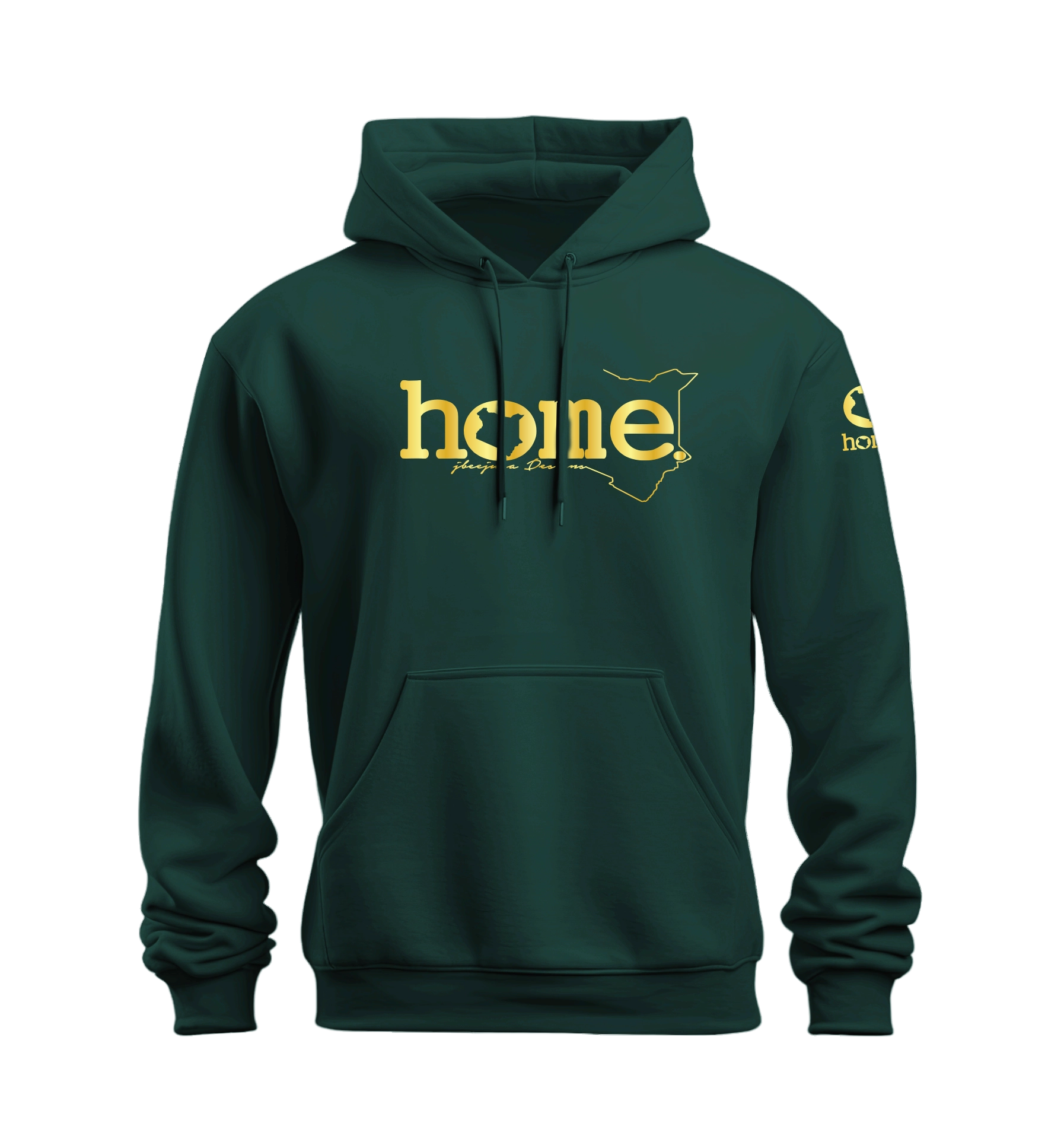 home_254 HUNTER GREEN NUVETRA™ HOODIE WITH A GOLD WORDS PRINT