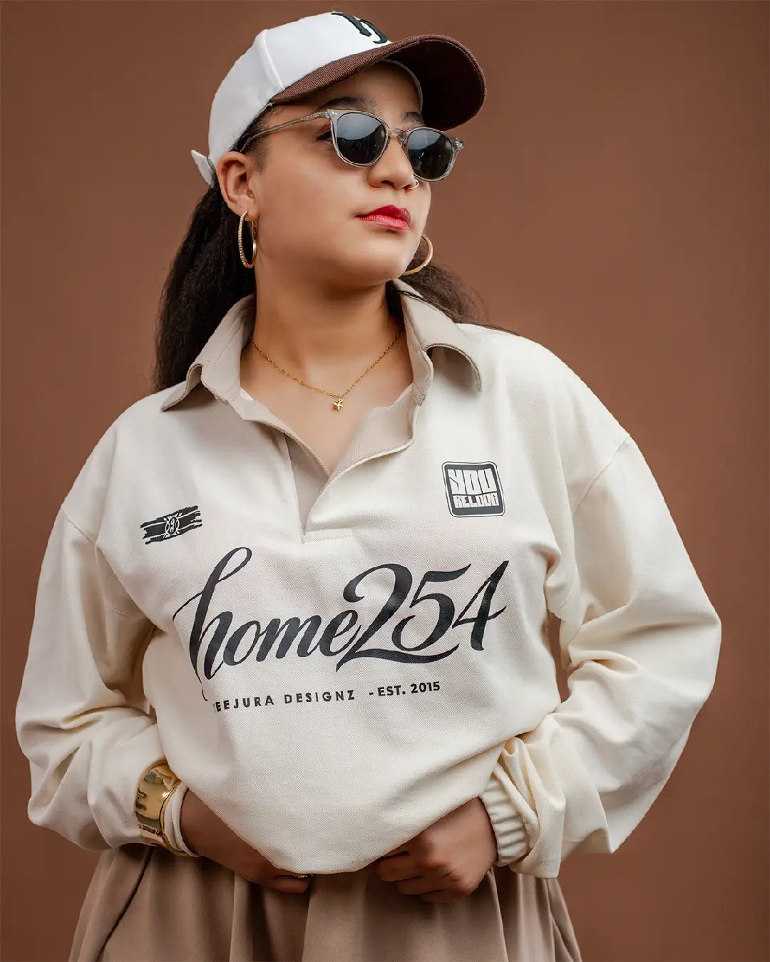 Homeground Block Rugby Polo — Cream + Beige