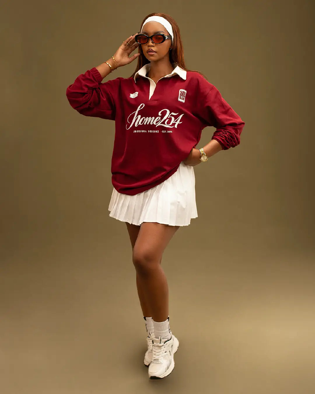 Homeground Block Rugby Polo — Burgundy + Cream