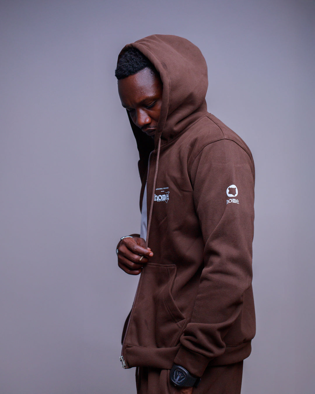 Zip-up Hoodie  - Espresso (Nuvetra Fabric)