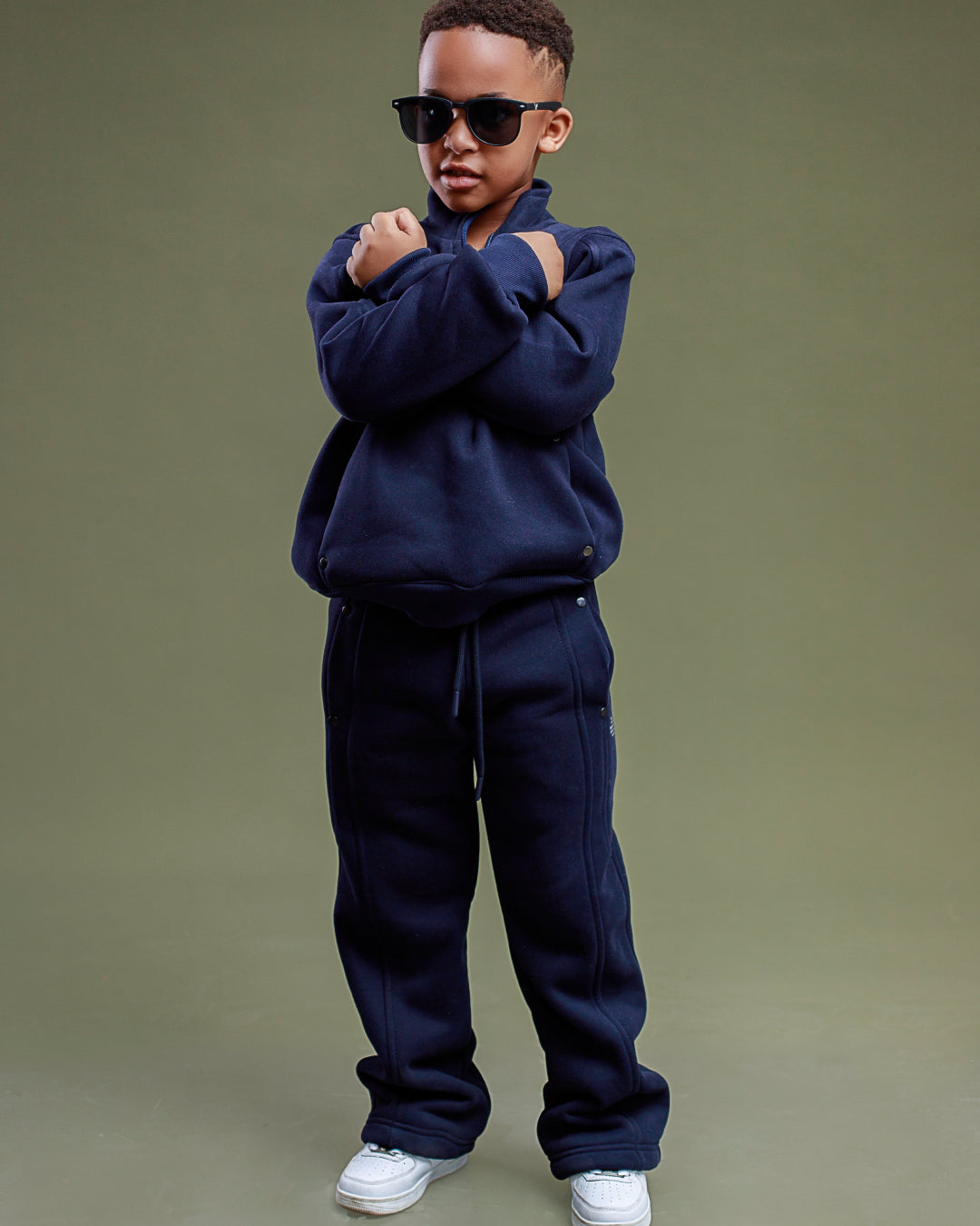 Kids LÛME Pants - Navy Blue (Velvet Fabric)