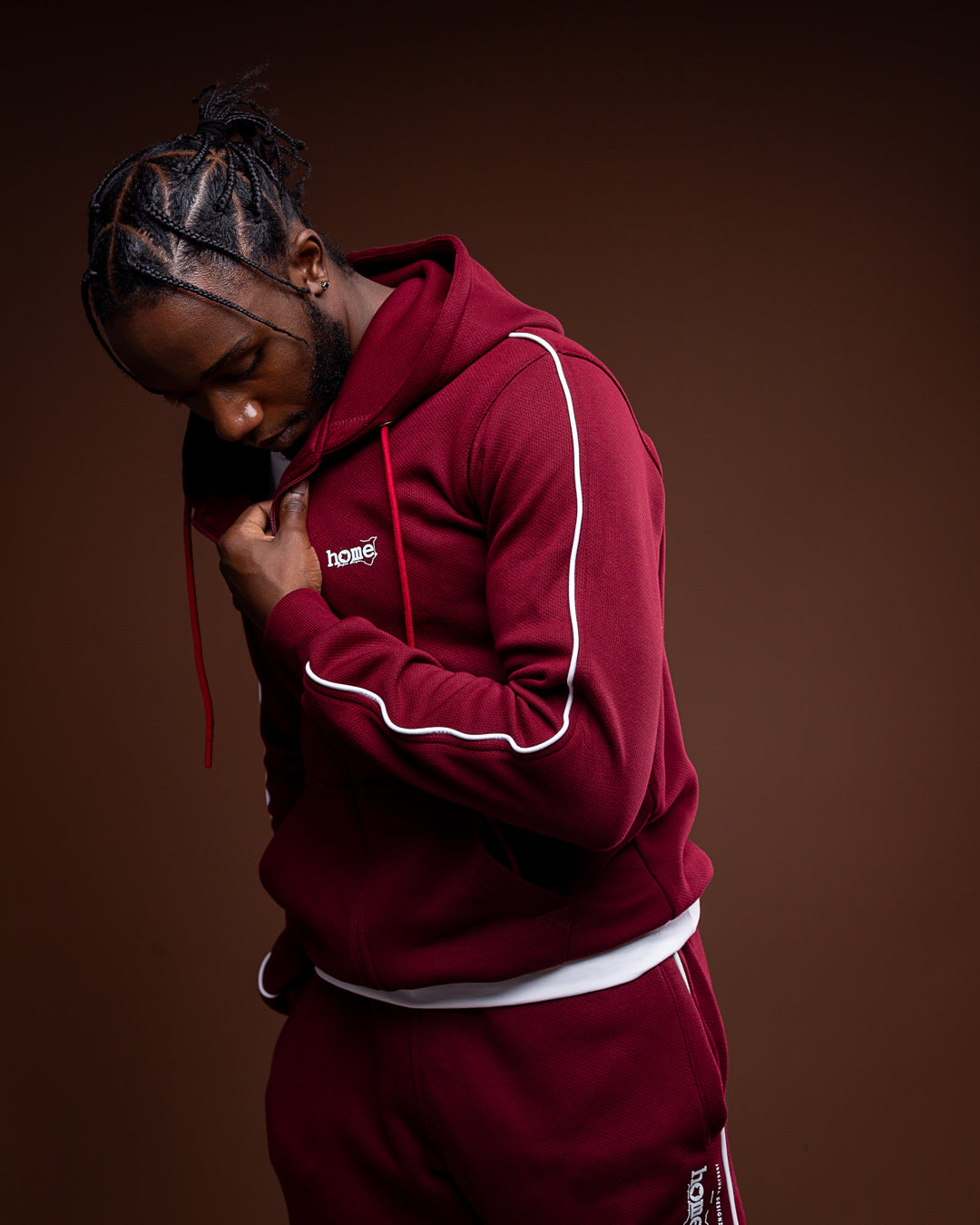 Cher Zipped Hoodie - Maroon (Velvet Fabric)