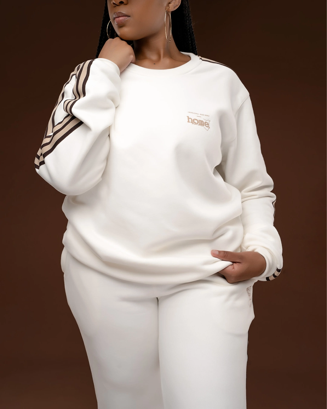 Matubia Striped Sweatshirt - White (Nuvetra Fabric)