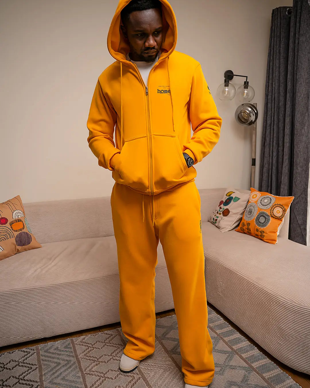 Zip-up Hoodie - Dark Mustard (Heavy Velvet Fabric)