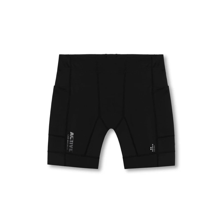 ACTIVE_254 - BLACK MYFLEXX BIKE SHORTS WITH SILVER PRINTS