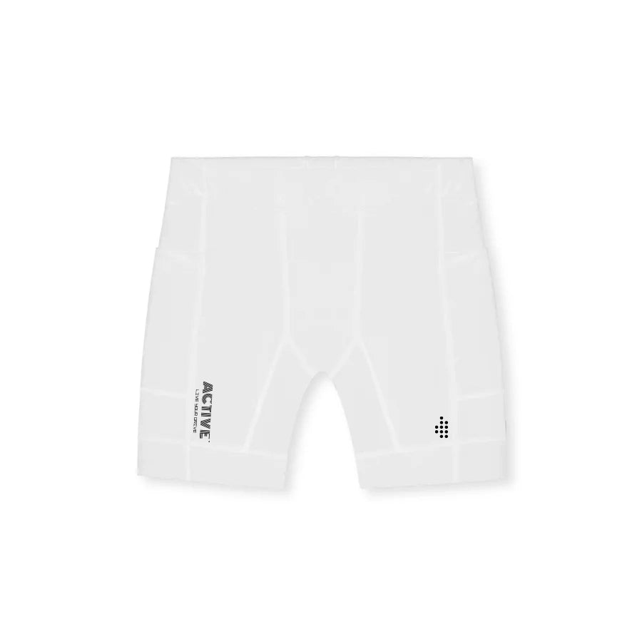 ACTIVE_254 - WHITE MYFLEXX BIKE SHORTS WITH BLACK PRINTS