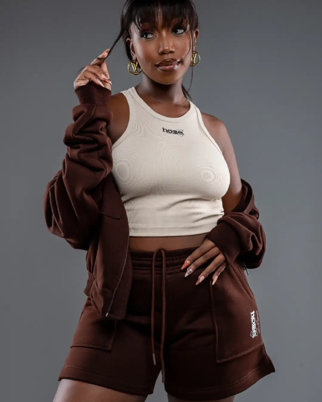 Hickory Brown Kami Jacket + Hickory Brown Cora Shorts Set