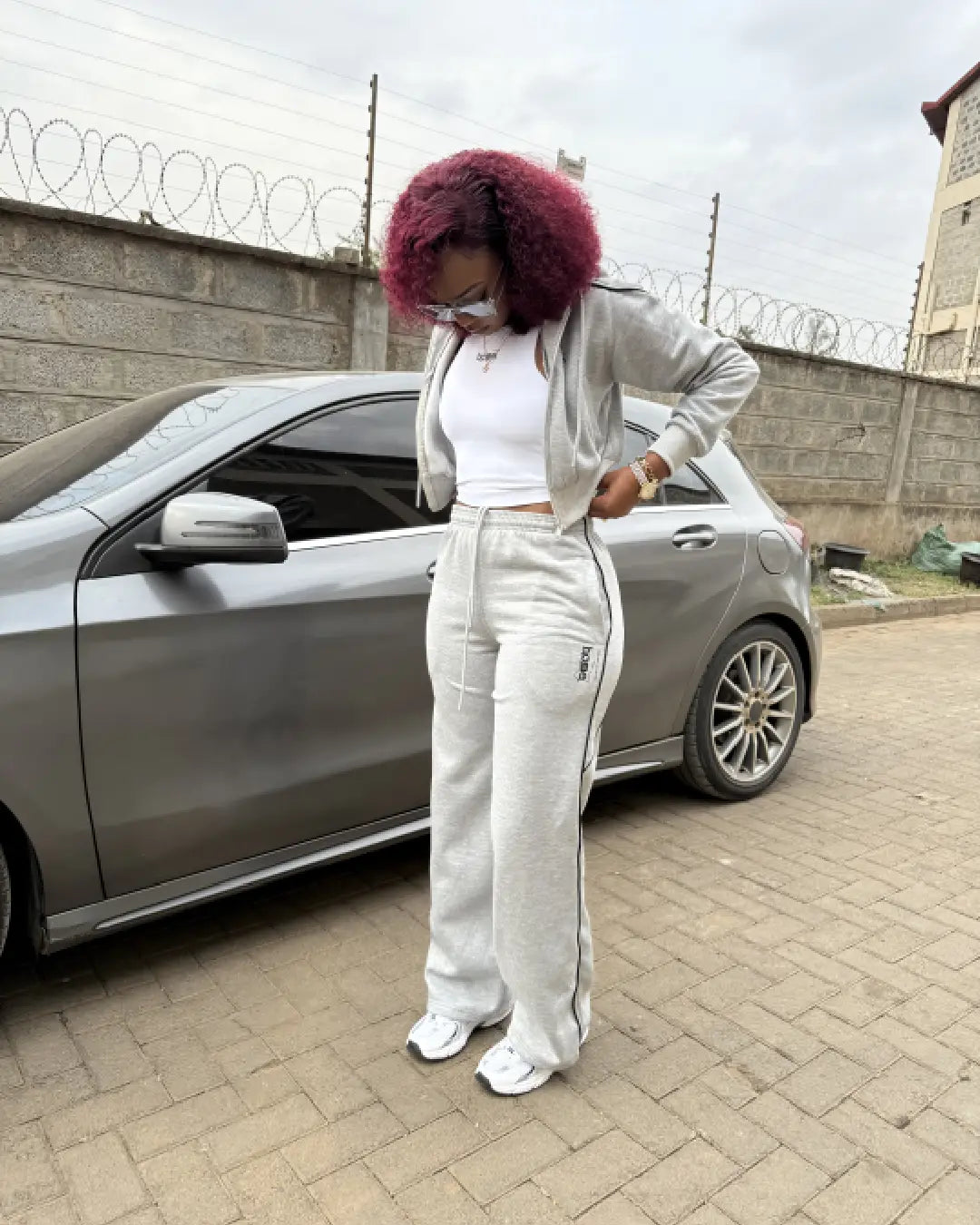 Cherie Pants - Light Grey (Velvet Fabric)