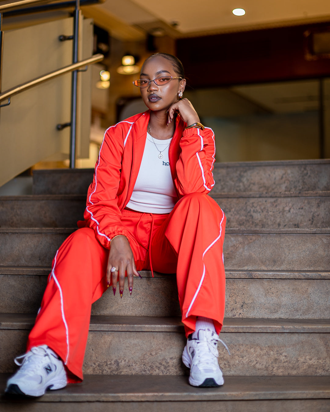 Blood Orange Haven Matching Set – Women’s Fit (Cropped Jacket & Pants)