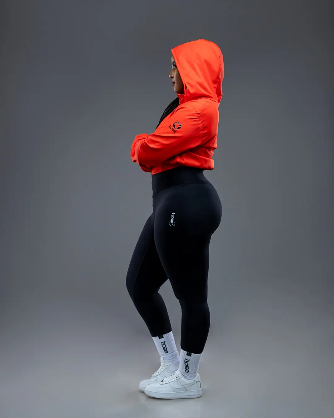Orange Cropped Zuma + Black Cheeky Hi-Rise Leggings