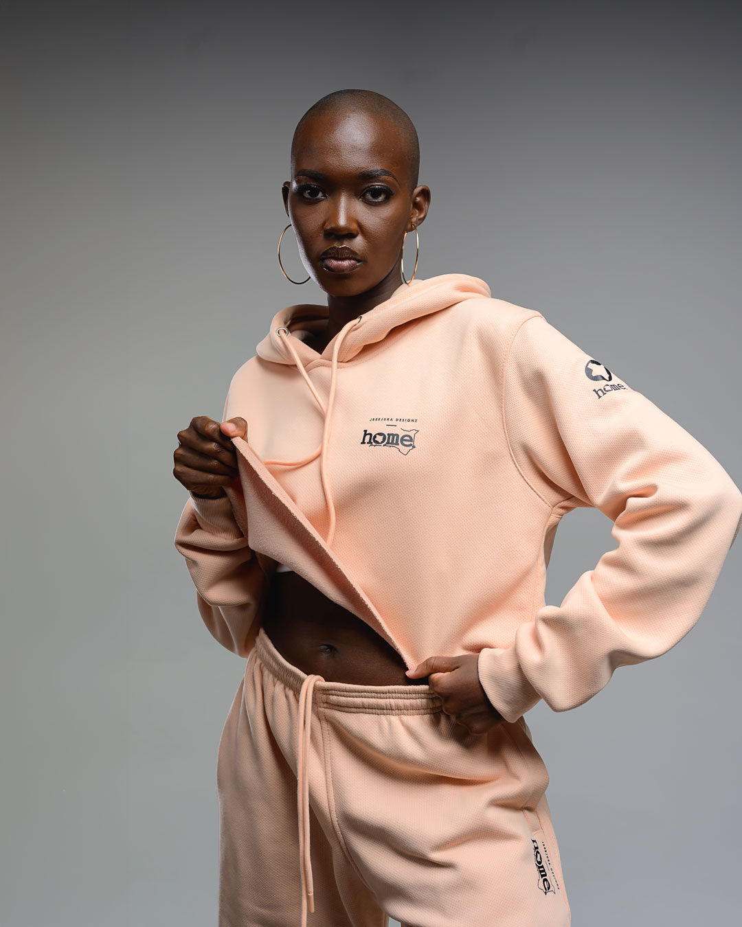 Accolade Cropped Hoodie - Pastel Orange
