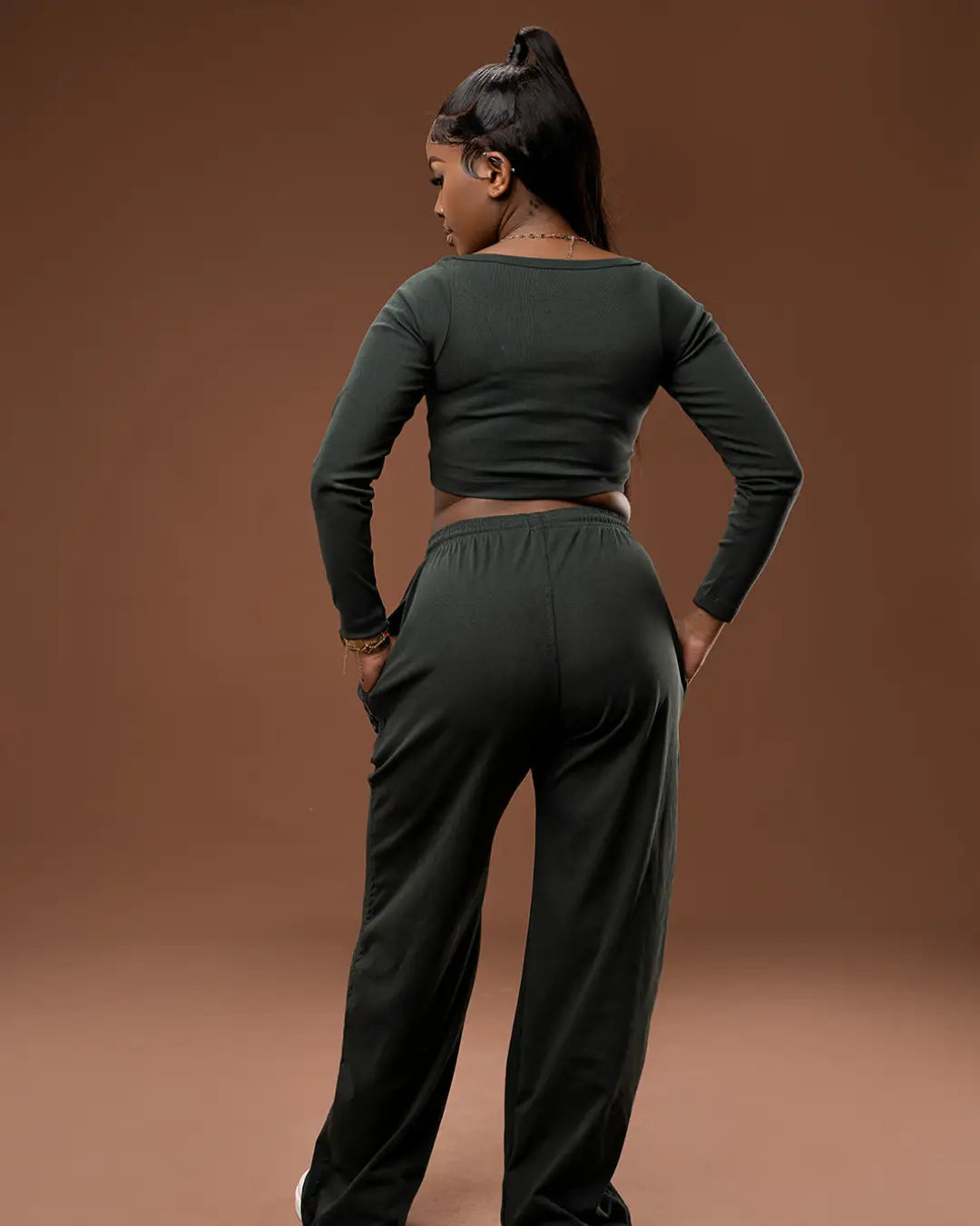 Plush Long Sleeve Top + Cosy Pants – Forest Green