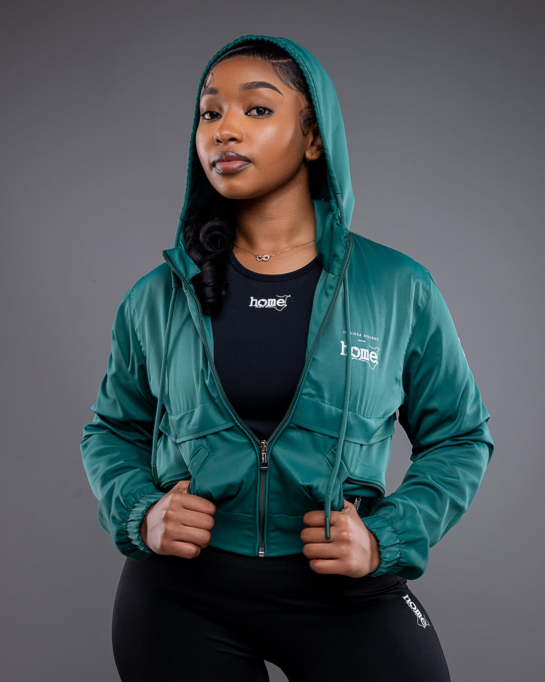 Zuma Cropped Bomber Jacket - Rich Green