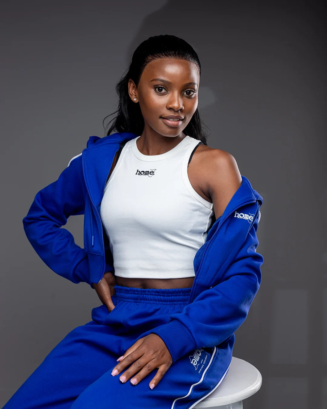 Royal Blue Cherie Set – Cropped Hoodie & Pants