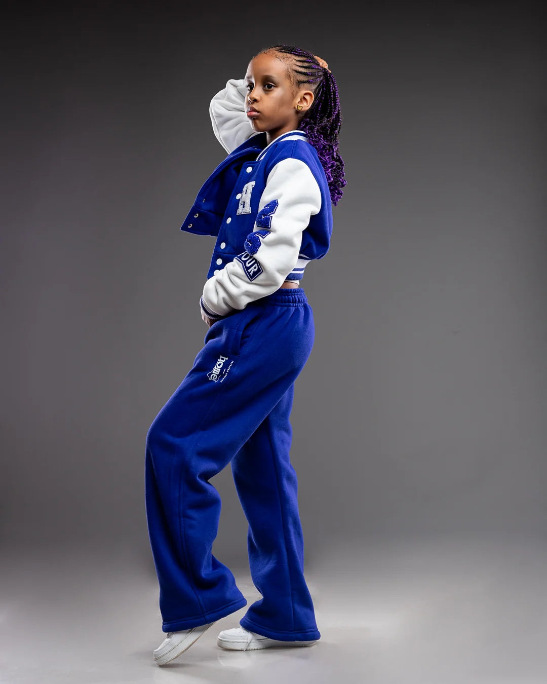 Kids Cropped Royal Blue Letterman Jacket