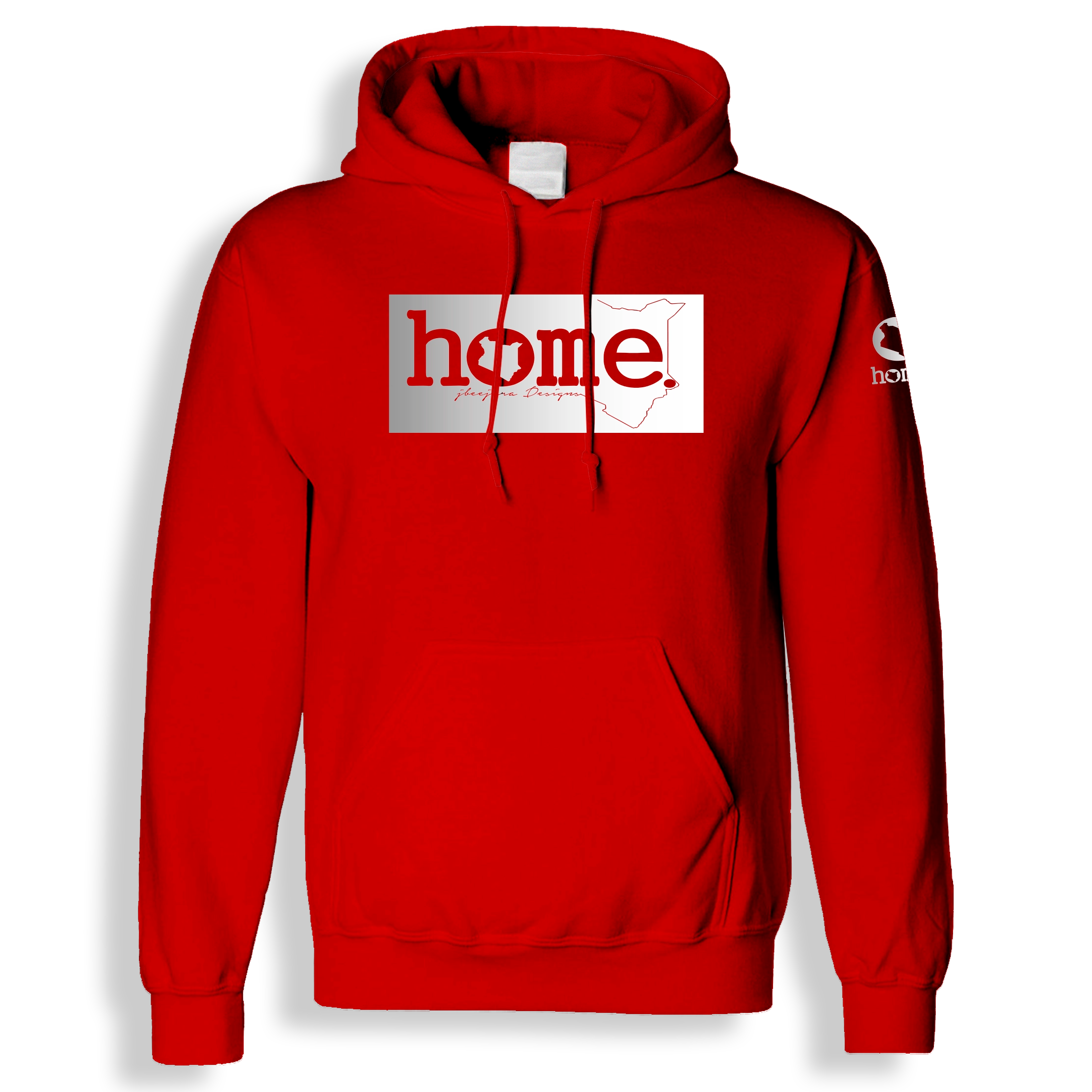 home_254 RED HOODIE (HEAVY FABRIC) WITH A SILVER CLASSIC PRINT