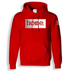 home_254 RED HOODIE (HEAVY FABRIC) WITH A SILVER CLASSIC PRINT