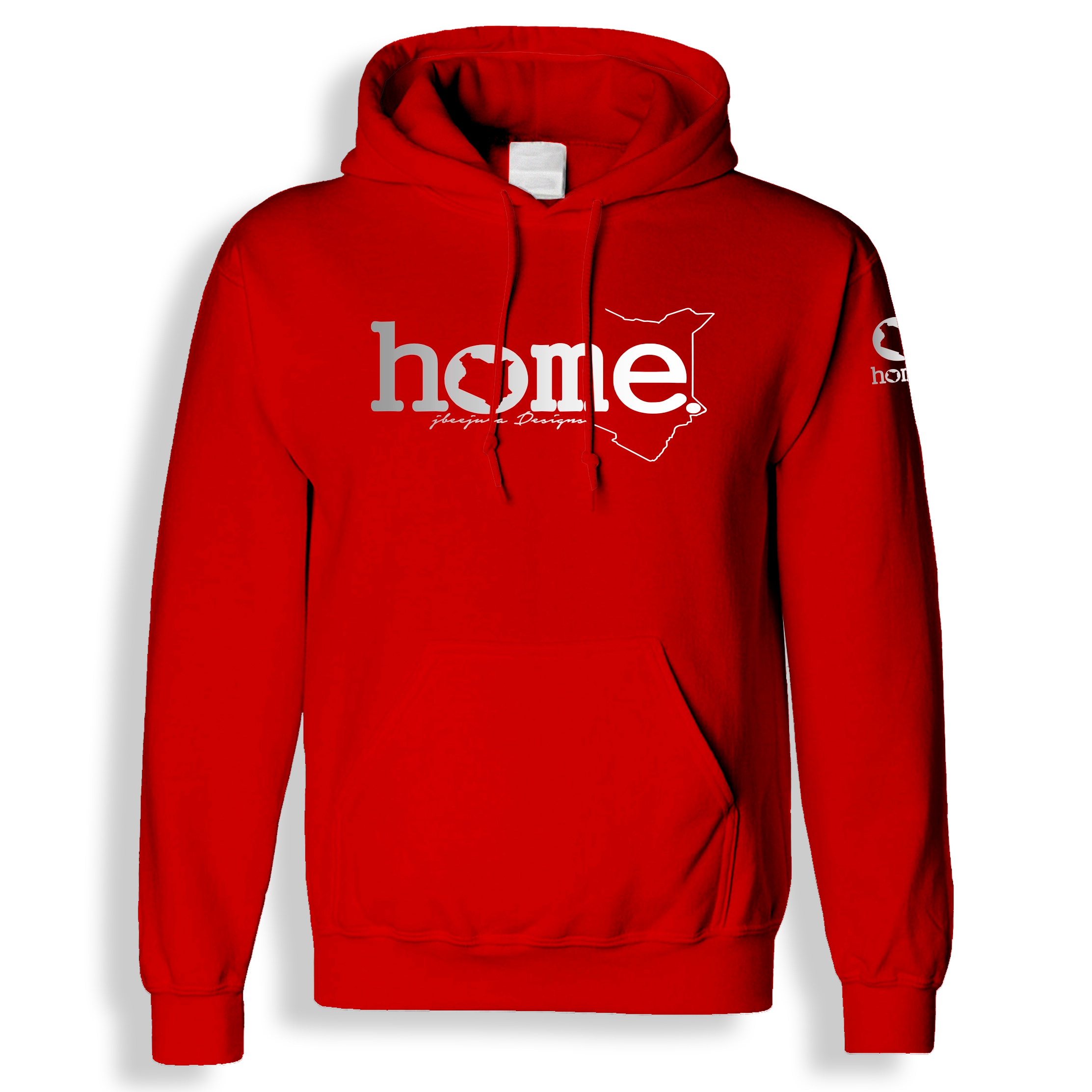 home_254 RED HOODIE (HEAVY FABRIC) WITH A SILVER WORDS PRINT