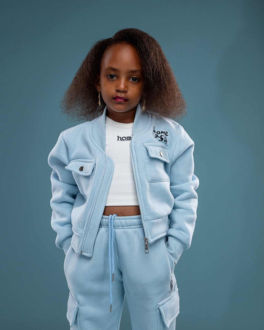 Kids Cropped Kami Jacket - Sky Blue