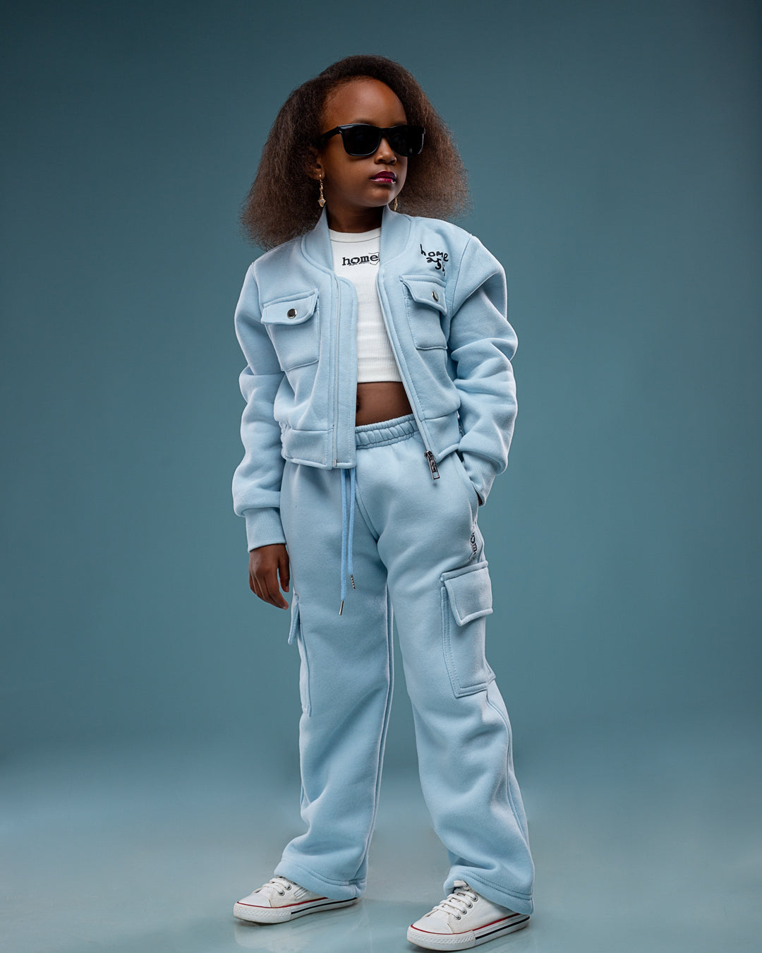 Kids Cropped Kami Jacket - Sky Blue