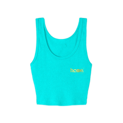 home_254 TURQUOISE BLUE MUSHIE VEST TOP WITH A GOLD 3D WORDS PRINT 