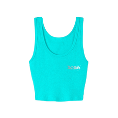 home_254 TURQUOISE BLUE MUSHIE VEST TOP WITH A SILVER 3D WORDS PRINT 