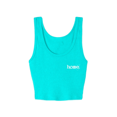 home_254 TURQUOISE BLUE MUSHIE VEST TOP WITH A WHITE 3D WORDS PRINT 