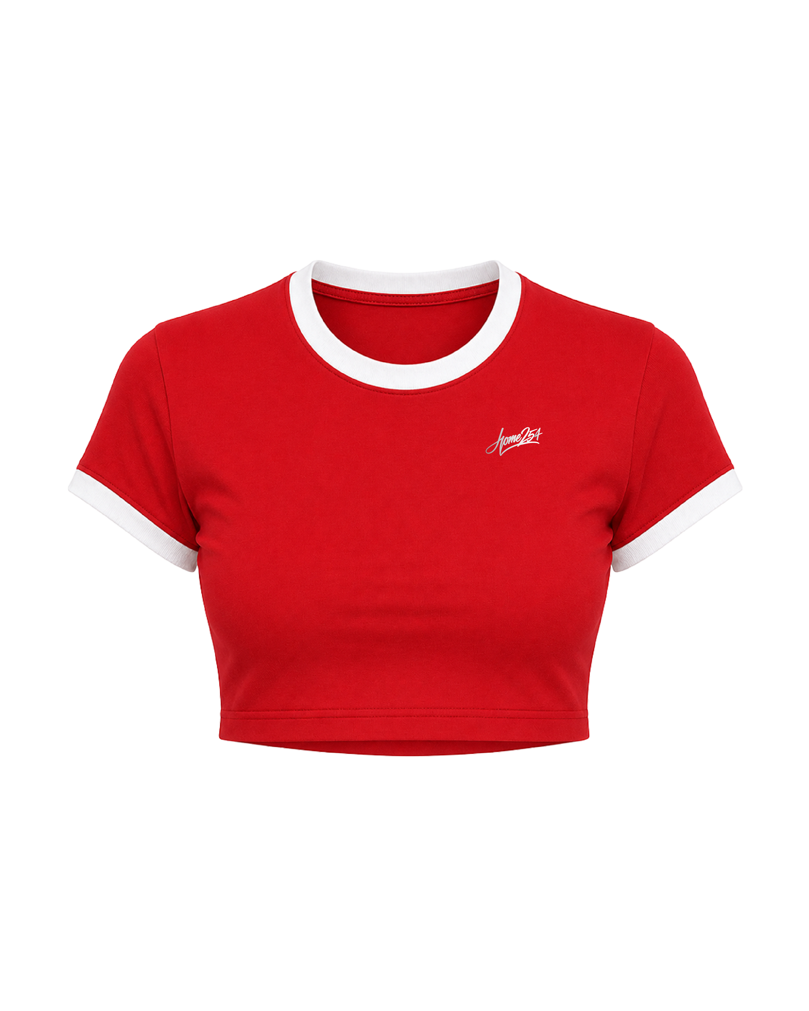 DOLLY CROPPED TEE - Red + White
